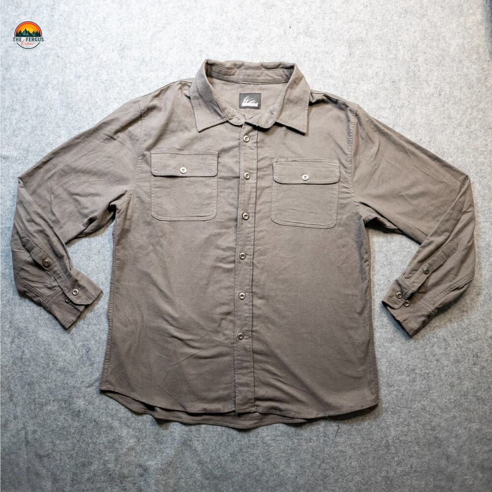 ITASCA Button-Up Shirt Brown Gray Long Sleeve Collared Preppy Men's Size XL